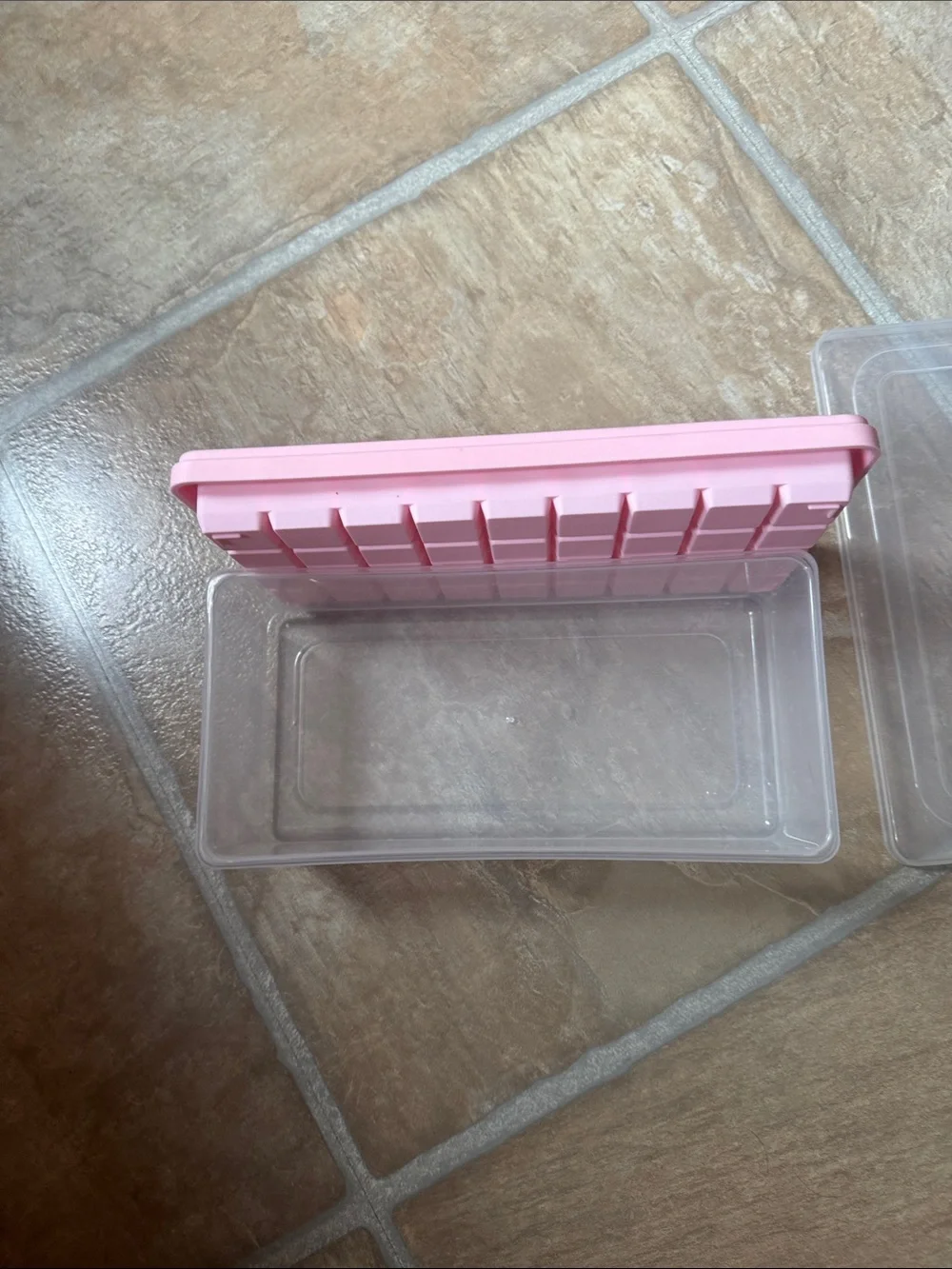 Pink Silicone Ice Cube Tray and Bucket with Lid